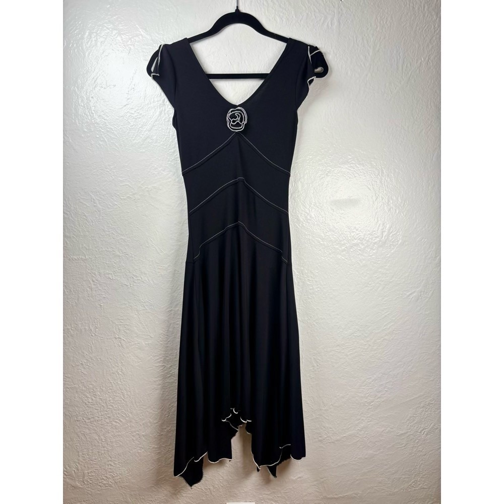 Vintage My Michelle Handkerchief Dress Womens M Black Rose Y2K Dance Dark Fairy